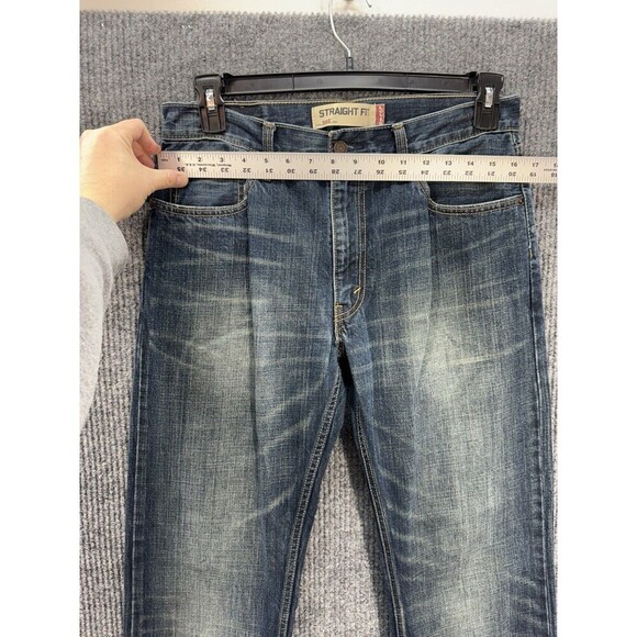 Levis 505 Jeans Mens 33x34 Blue Regular Straight Leg Denim 100% Cotton Dark Wash - Picture 7 of 11